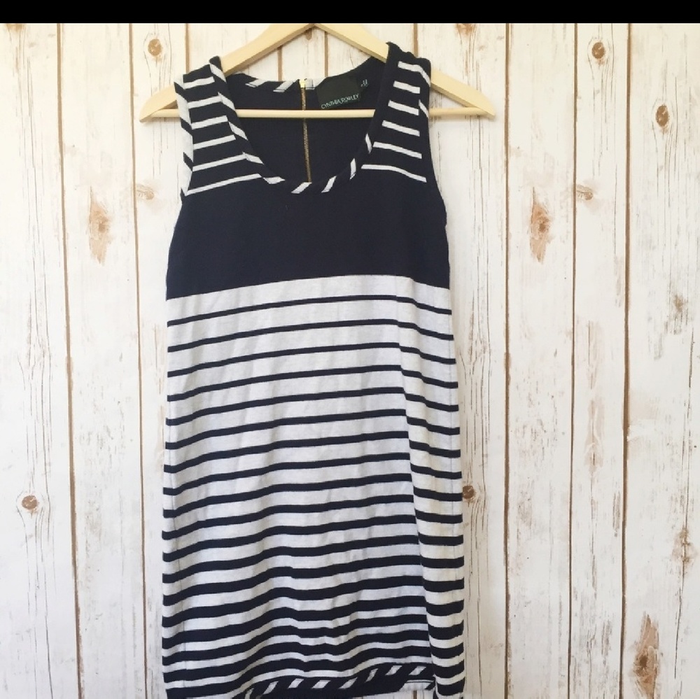 Cynthia Rowley cotton size 4 navy striped dress